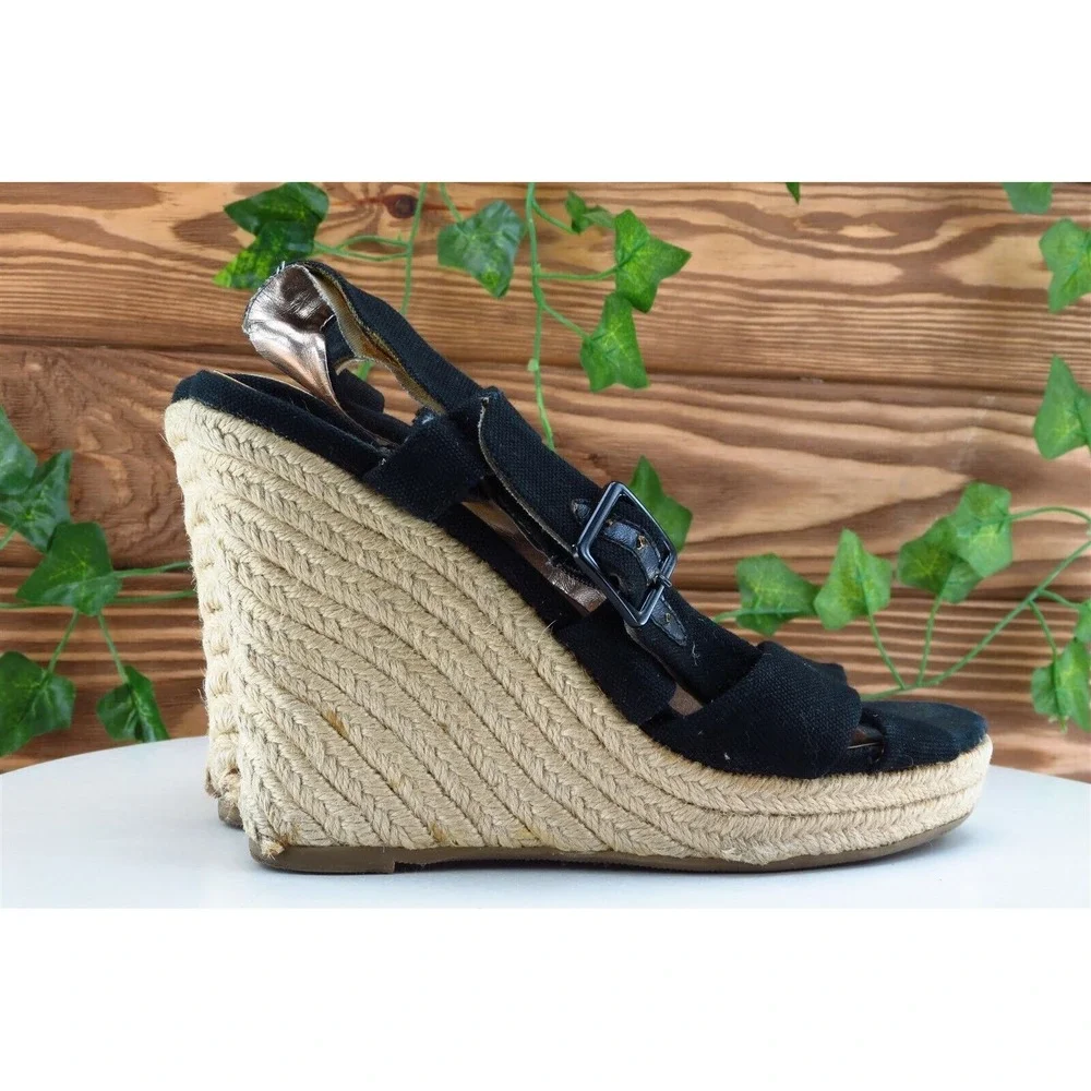 Banana Republic Sz 8.5 M Black Strappy‎ Fabric Women Sandals
